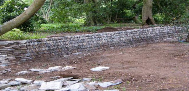 Estate at mawnan Smith - An after shot of pitched stone walll using slate